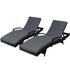 2x Outdoor Sun Lounge Chair with Cushion Sunbed Day Bed Lounger Black